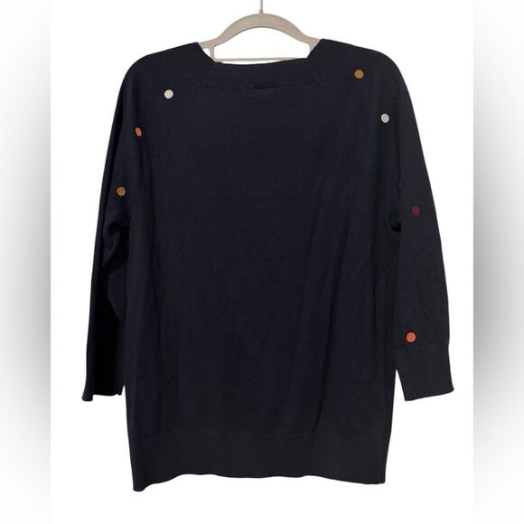 Loft Outlet Long Sleeve Crew Neck Navy Polka Dot Sweater‎ Medium - Picture 2 of 6